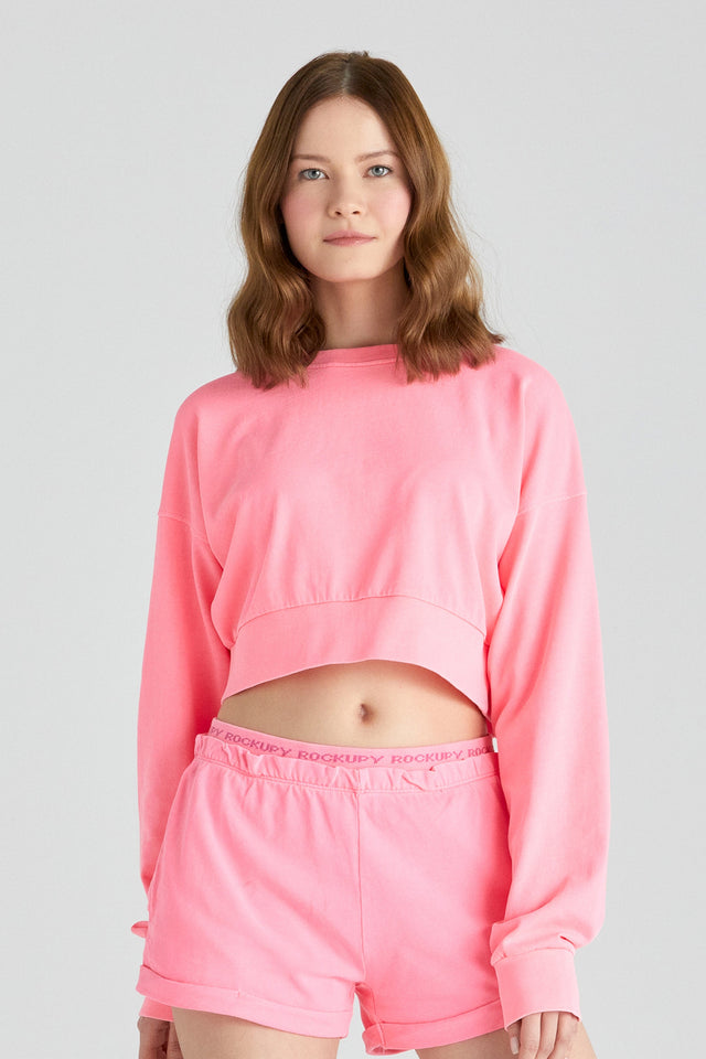 Crop-Sweatshirt für Damen Melanie in Pink