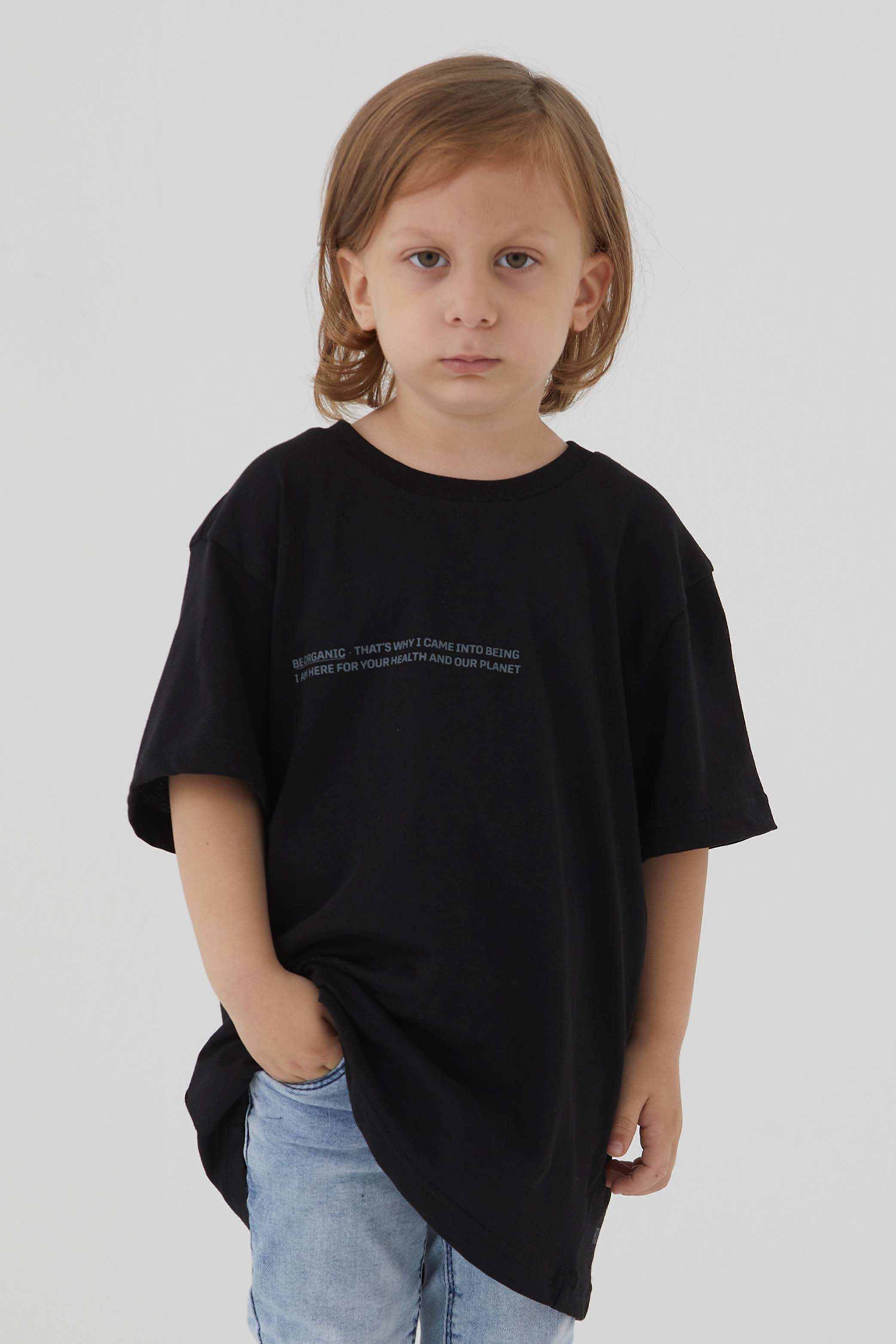 Organic Kinder T-Shirt Unisex Quoc in Schwarz