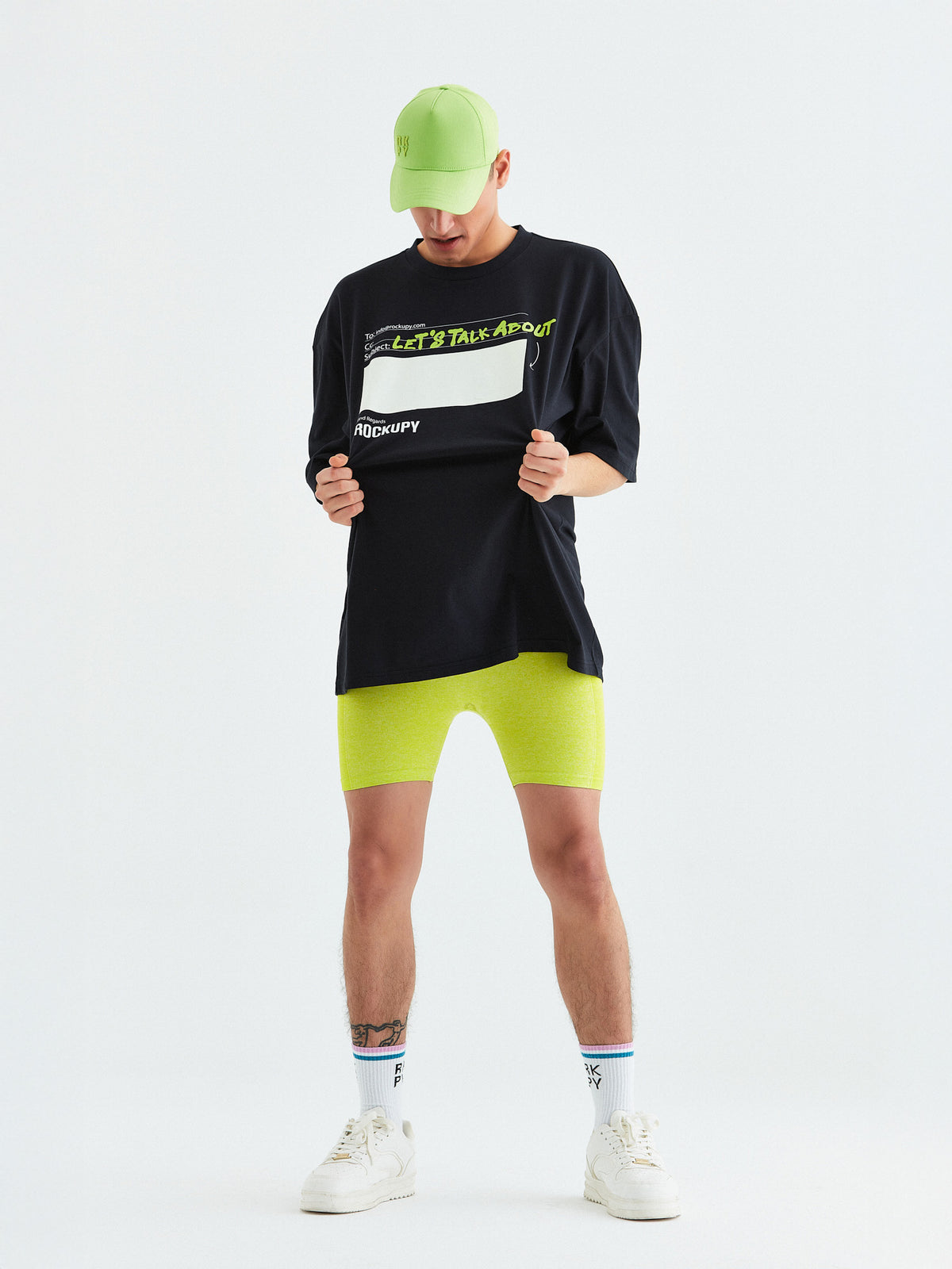 Oversize T-Shirt Unisex Silver in Schwarz