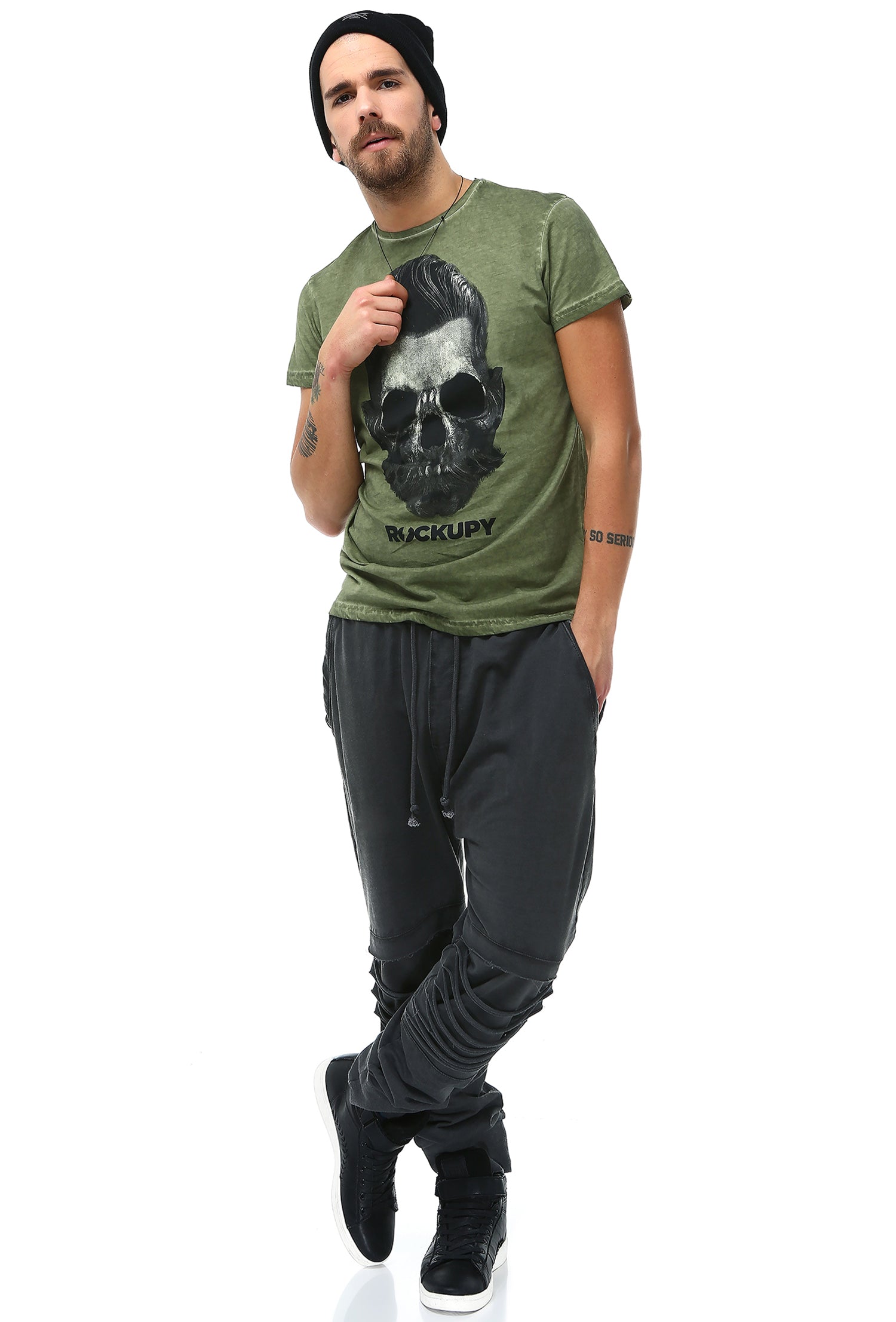 Male Skull Printed T-Shirt - Rockupy
