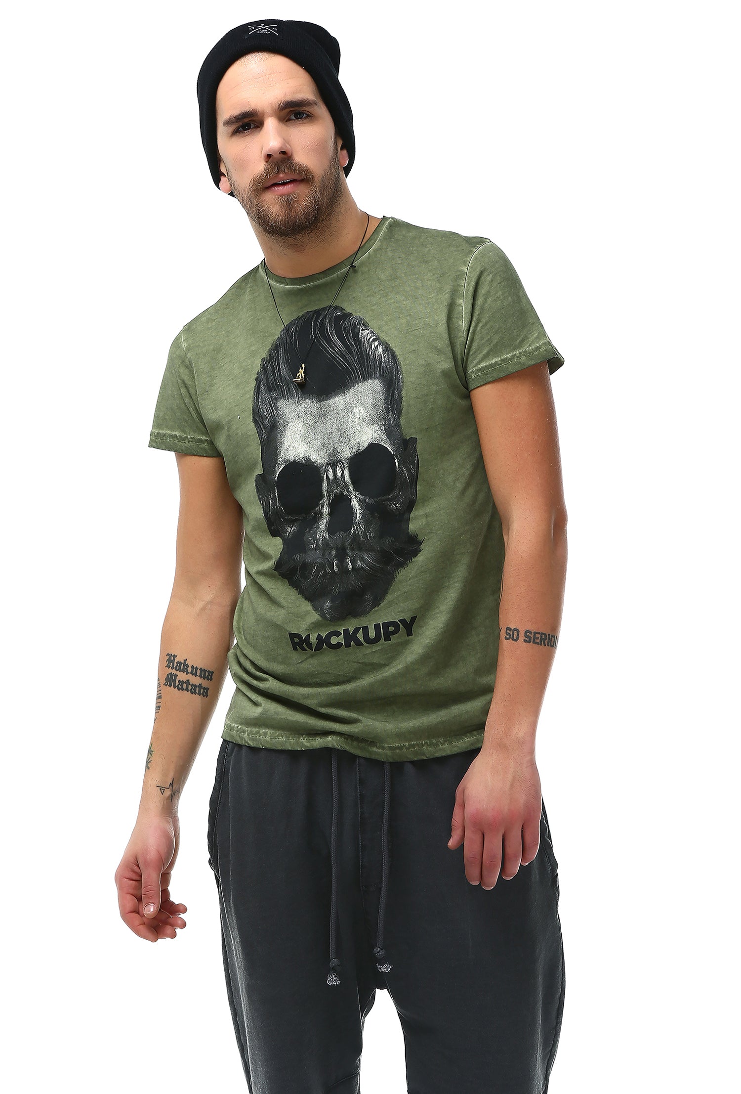Male Skull Printed T-Shirt - Rockupy