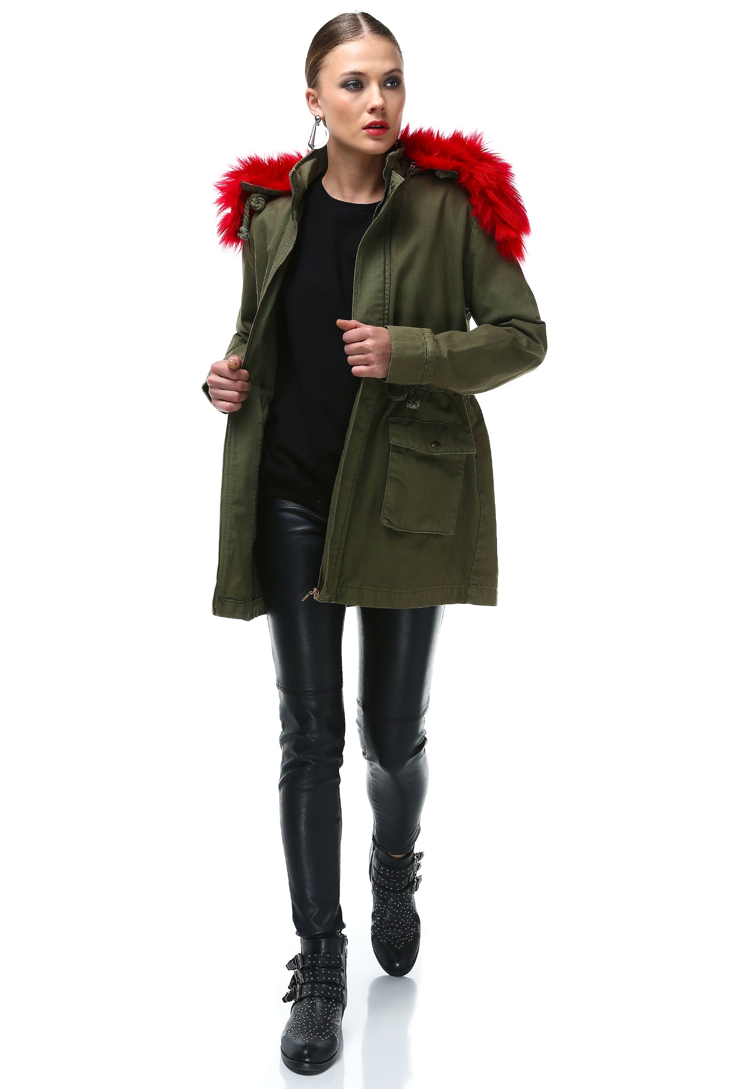 Women Green Coat - Rockupy