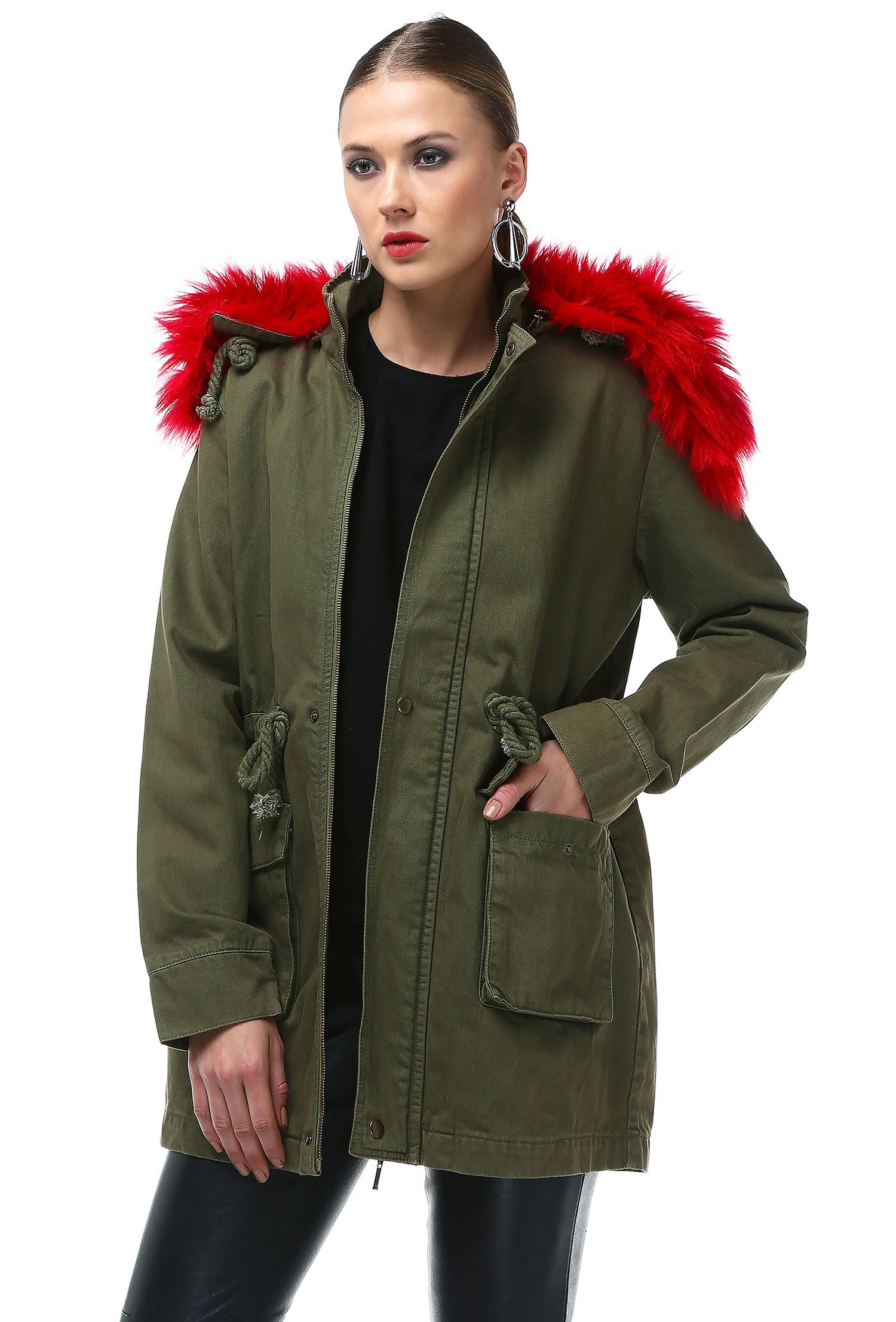 Women Green Coat - Rockupy