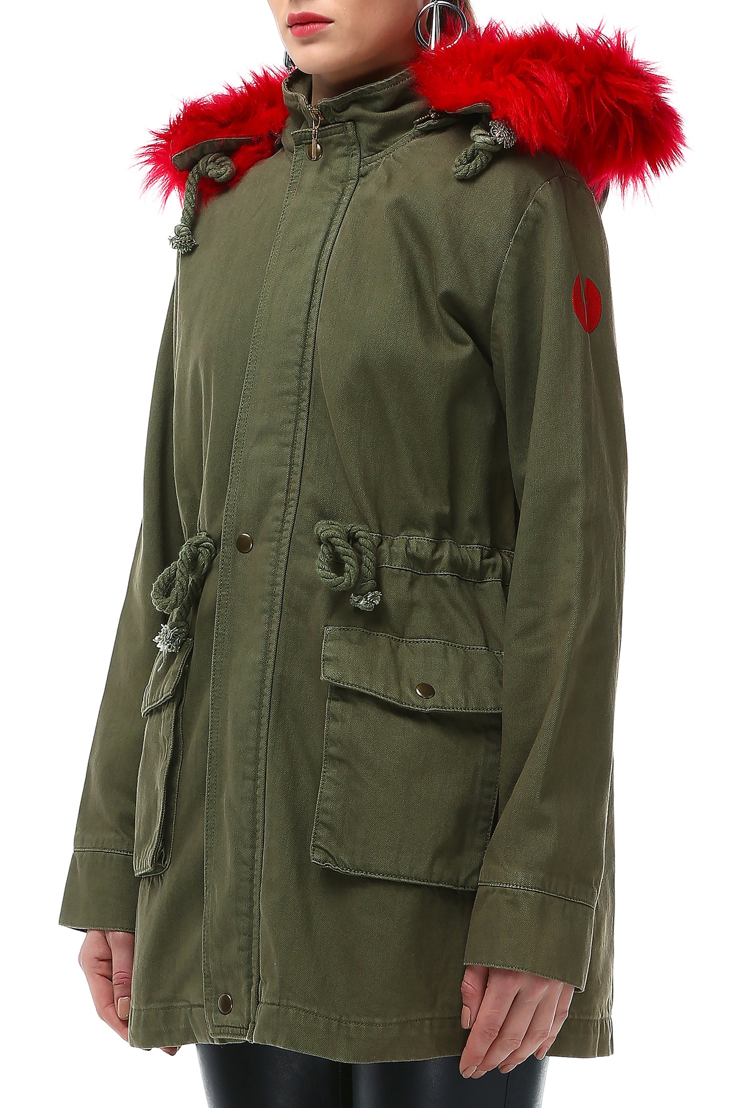 Women Green Coat - Rockupy