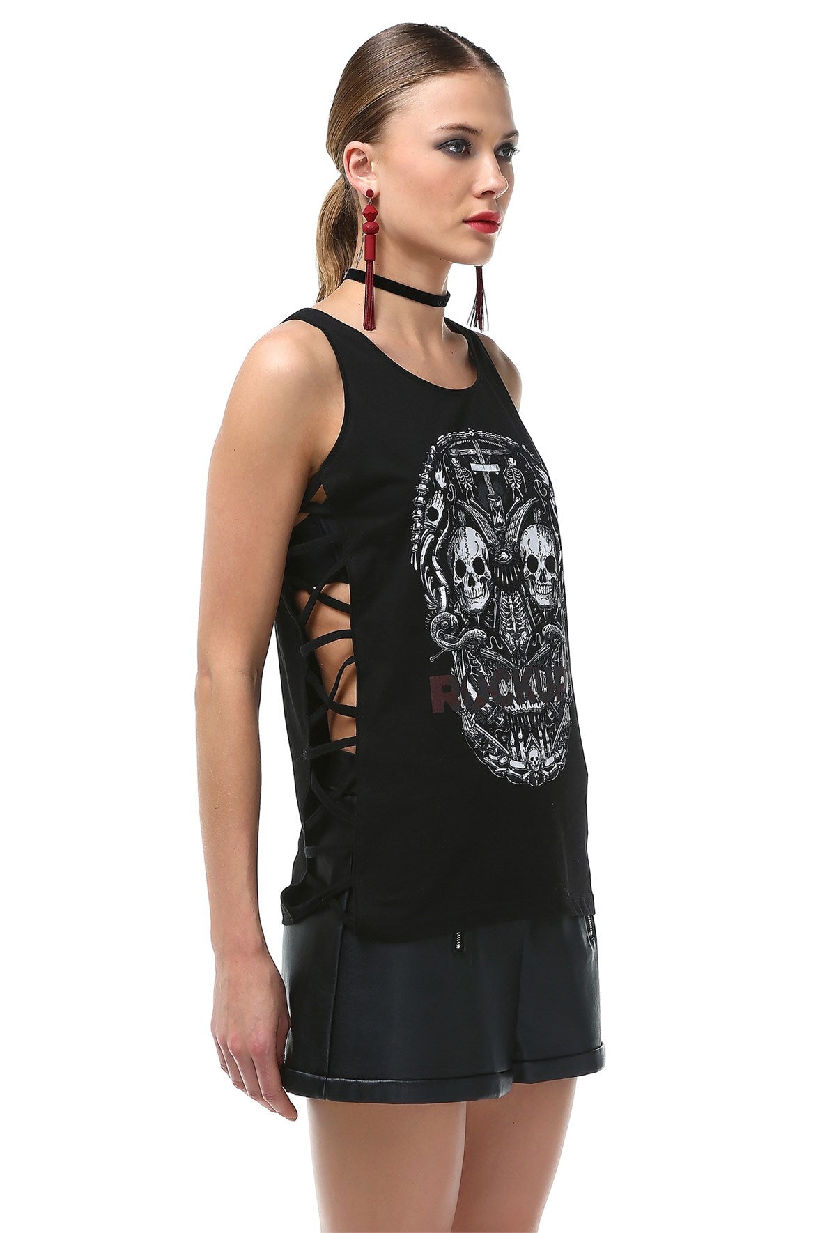 Skull Printed Tank Top - Rockupy
