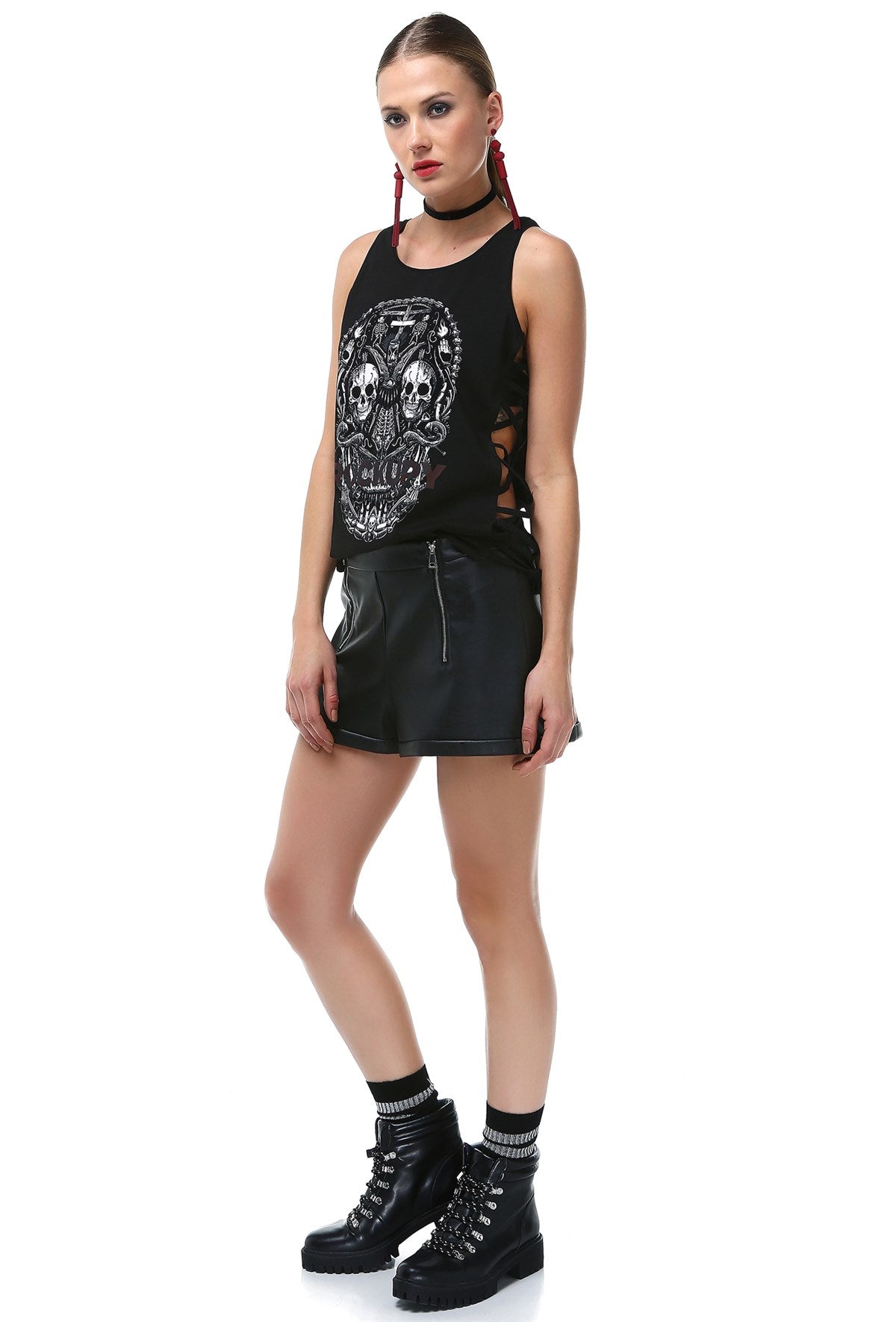 Skull Printed Tank Top - Rockupy