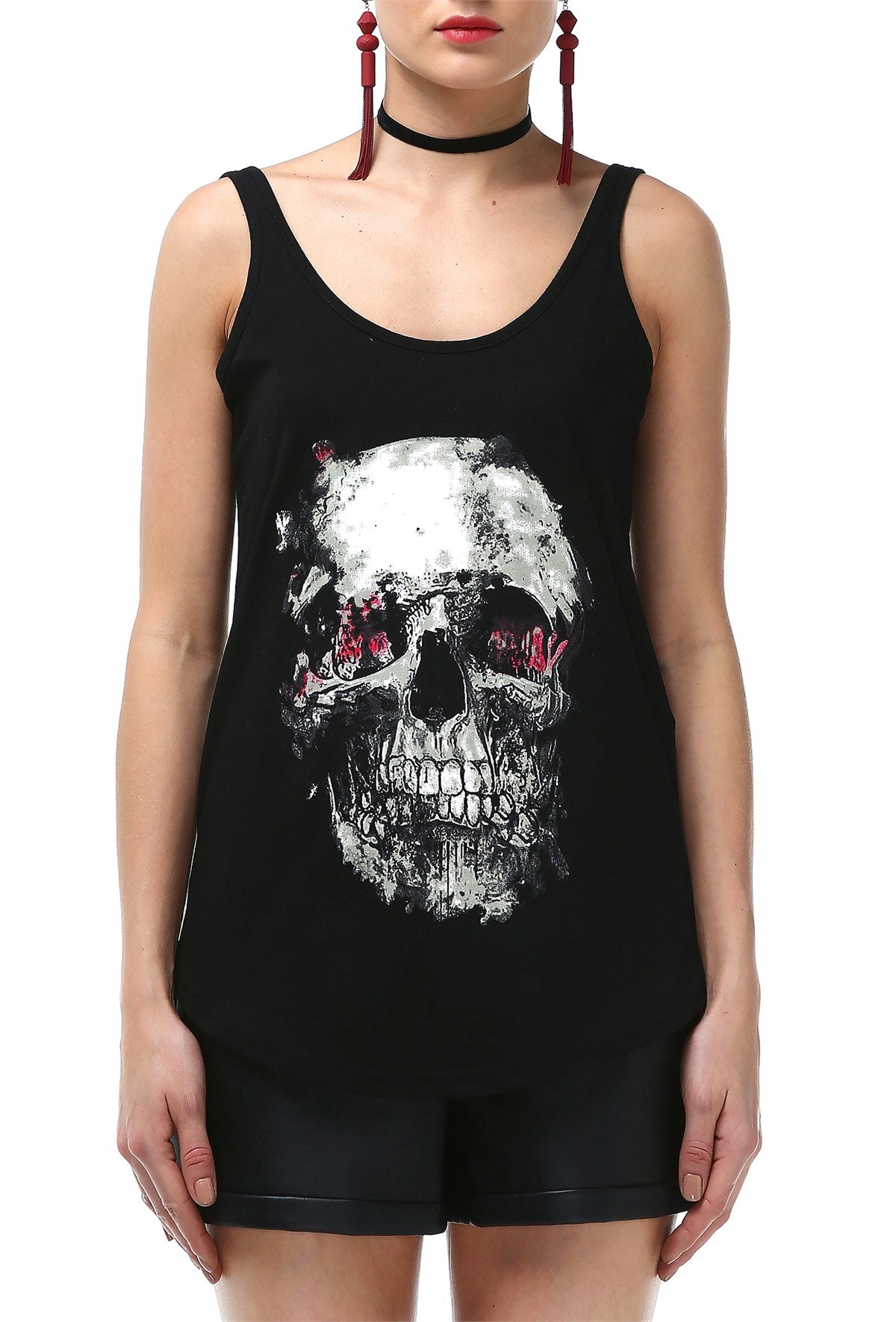 Skull Printed Tank Top - Rockupy