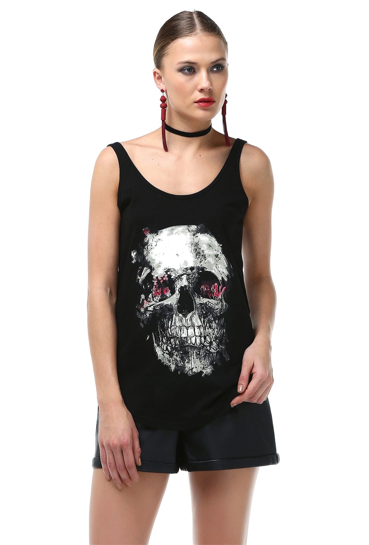 Skull Printed Tank Top - Rockupy
