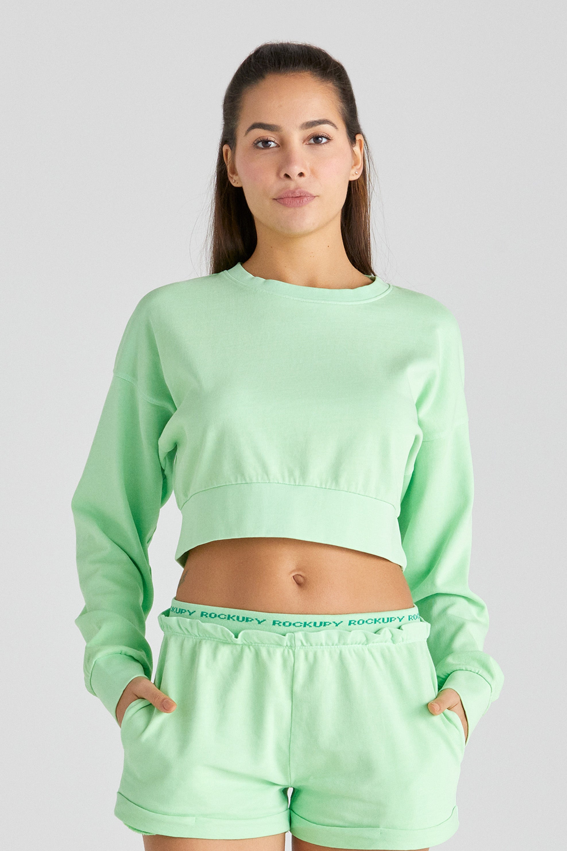 Crop-Sweatshirt für Damen Melanie in Grün