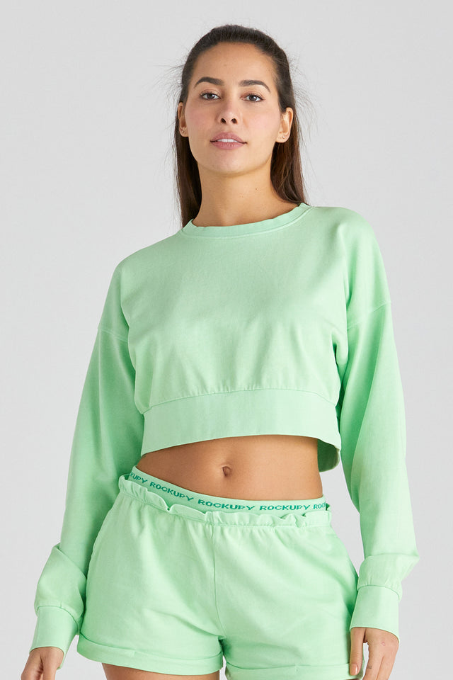 Crop-Sweatshirt für Damen Melanie in Grün