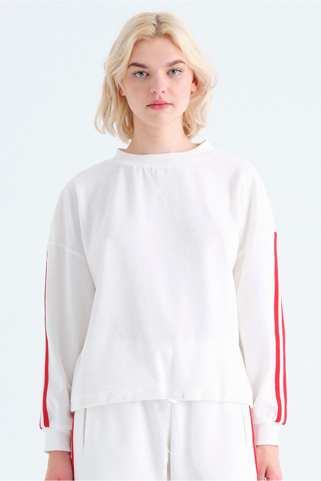 Sweater für Damen Vroni in Weiß aus Samt